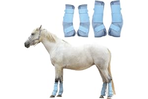 TARFEPA Adjustable Horse Fly Boots Set of 4, Equine Leg Protection Reduce Stomping, Breathable Mesh Fly Boots for Horses, Horse Leggings Leg Guards