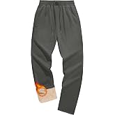 MAGCOMSEN Men's Winter Fleece Sherpa Lined Sweatpants Casual Running Pants | 2 Pockets, Cotton, Warm Pants, Thermal, Lounge, Athletic, Jogging, Travel, Straight Leg, Drawstring, Elastic Waistband