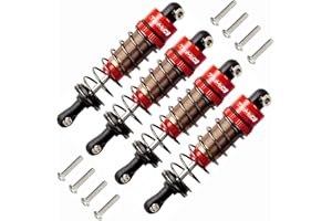TOOMOD 1/10 70mm RC Oil filled Shock Absorbers kit for Tamiya CC01 WR-02 Axial SCX10 D90 HPI HSP 1/10 Crawler Car Buggy Car Upgrades Replace Parts (Red)