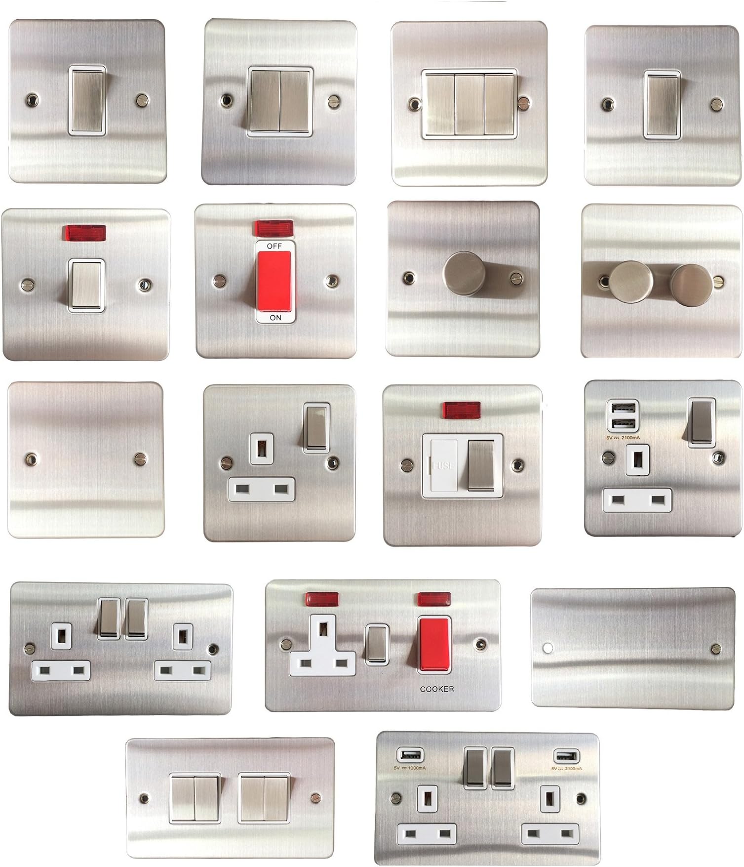 2.1A/3.1A USB Wall Socket Double Pole 1/2 Gang Power Outlets 13A Charging Ports (C776DMF 13A 2 Gang 3.1A USB)