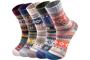 coclothy Wool Socks for Women - Womens Wool Socks Winter Socks for men Warm Thick Knit Wool Soft Vintage Casual Crew Socks