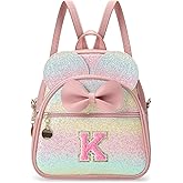 VLJTM Birthday Gift for 2 3 4 5 6 7 8 9 10 Year old Girls Personalized Initial Mini Backpack Purse for Toddler Kids-Shine-K
