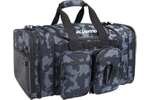 PLUSINNO Tackle Bag - Expandable Fishing Bag for Saltwater & Freshwater - Water Resistant Fishing Gear Shoulder Bag For Men, All-purpose Carrying Bags for Outdoors