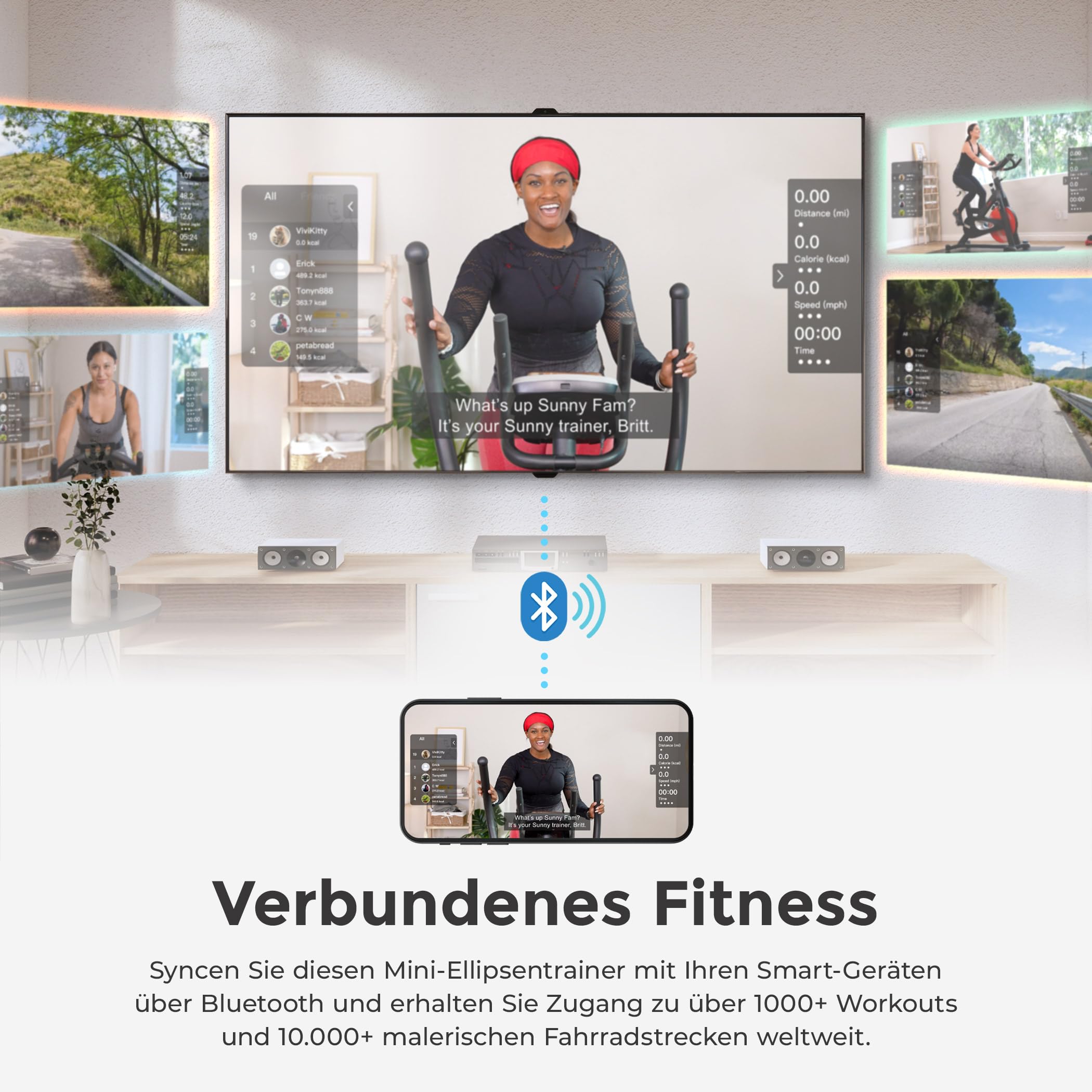 Sunny Health & Fitness Smart Portable Magnetischer Ellipsentrainer unter dem Schreibtisch – SF-E323017 4