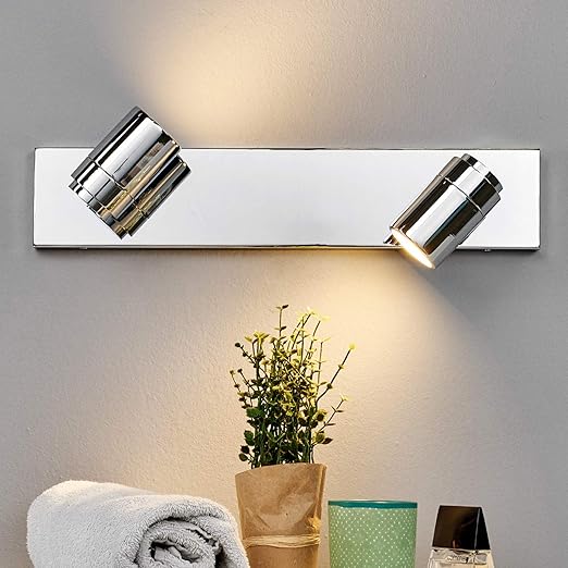 lampara de pared dejan moderno en plateado hecho de metal eo para cuarto de bano 2 llamas gu10 a de lindby lamparas de pared para bano