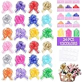 Tiparts 24 pcs Pull Bows for Gift Wrapping,6 Inch Multi Color Polka Dot Ribbon Large Bows for Present Flower Birthday Christmas Party Holiday Gift Decoration