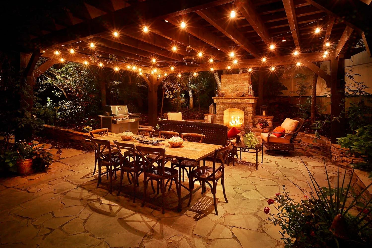 String Lights, Lampat 25Ft G40 Globe String Lights with Bulbs-UL Listd for Indoor/Outdoor Commercial Decor - - 