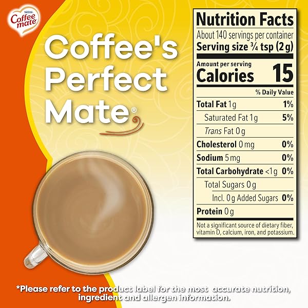 NESTLE COFFEE MATE SUGAR FREE POWDER CREAMER, HAZELNUT, 10.2 OUNCE