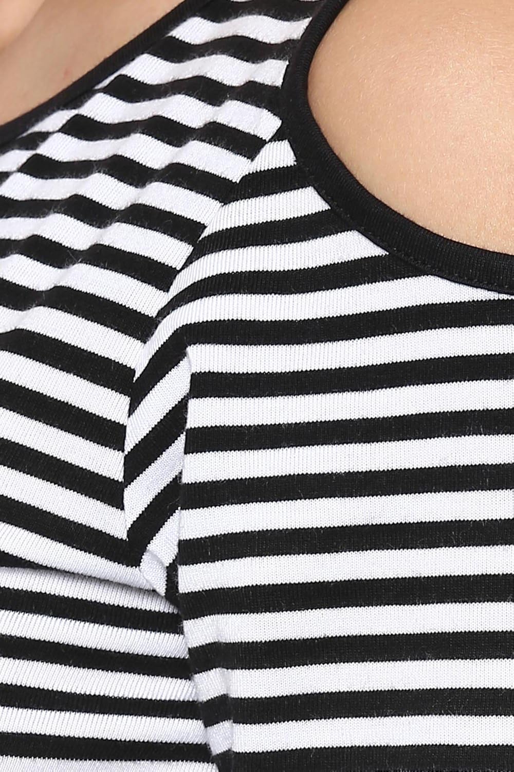 miss chase womens black and white striped cold shoulder dress