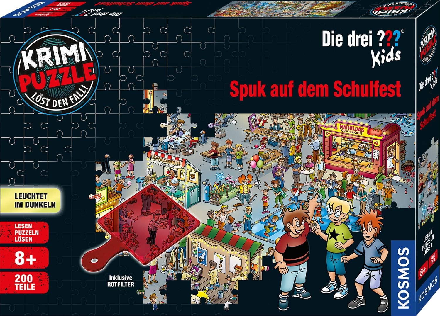Die drei Krimipuzzle ??? Kids 200 Teile/Spuk Auf Dem Schulfest Fragezeichen). 1 Spieler Oder Im Team