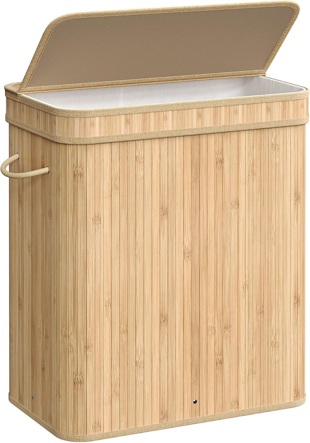 SONGMICS Laundry Hamper with Lid 100 L Bamboo Basket Removable Liner