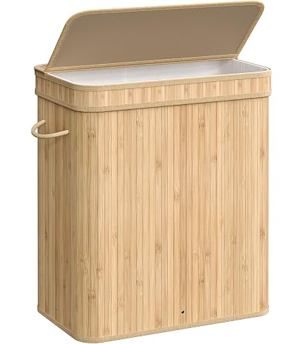 Cesta Para Ropa Sucia De Bambú - Con Bolsa Extraíble, Ideal Para Baño O Lavadero