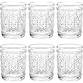 Bekith 6 Pack Drinking Glasses, 9.5 oz Romantic Water Glasses Tumblers, Heavy Duty Vintage Glassware Set for Whisky, Juice, Beverages, Beer, Cocktail