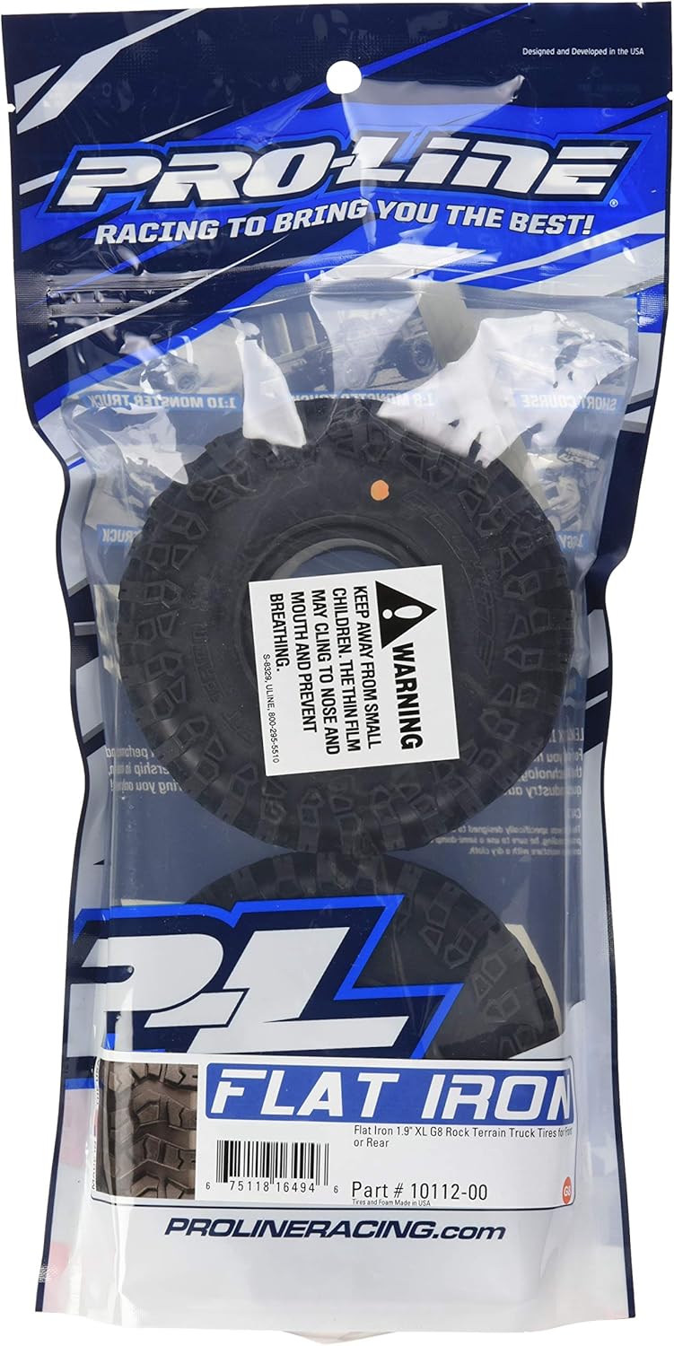 ProLine 1011200 Flat Iron 1.9 XL G8 Rock Terrain Truck Tire with Memory Foam Inserts (2 Piece)