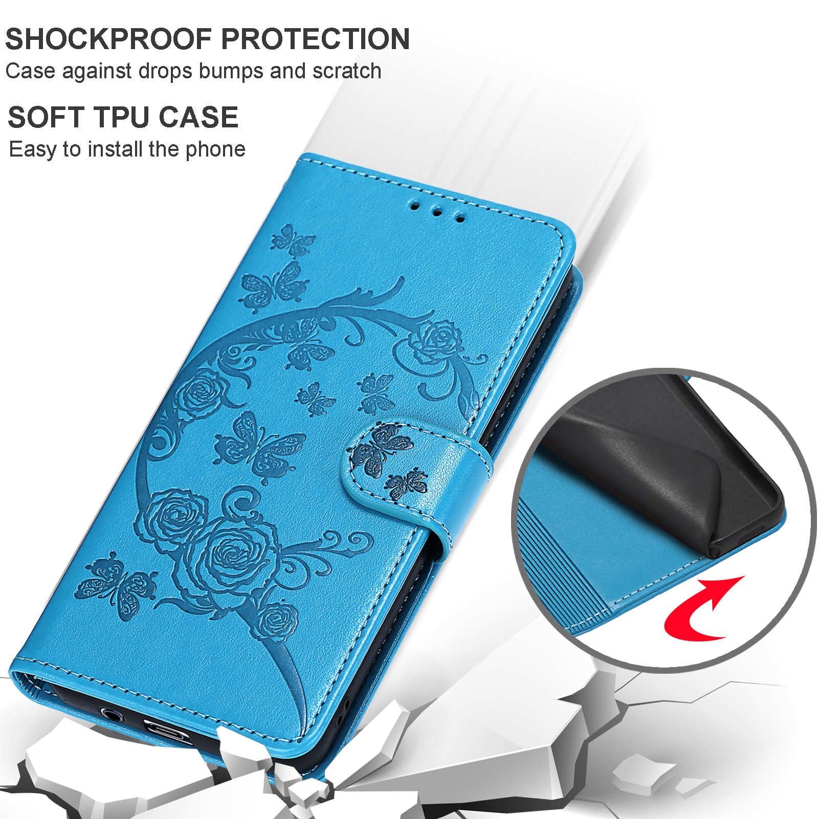 Handyhülle für Xiaomi Redmi 7A Hülle, Premium PU Leder Flipcase Magnetverschlüsse Schutzhülle Klapphülle mit Kartenhalter und Faltbare Brieftasche Hülle für Xiaomi Redmi 7A Handyhülle - Blau 4