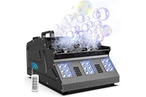DazzlingStage 2000W Fog Machine, 3 in 1 Fog Bubble Machine with 2 Bubble Fans, 7 CH RGB 18 LED Lights Smoke Bubble ALL IN 1 Machine, Fog Machine for Party, Wedding, Festival, Birthday