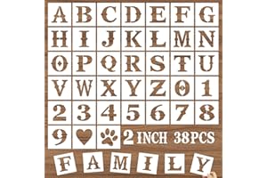 DZXCYZ 2 Inch Letter Stencils and Numbers, 38 Pcs Alphabet Craft Stencils, Reusable Plastic Drawing Templates for Painting on Wood, Wall, Fabric, Rock, Floor, Signage, Door Porch