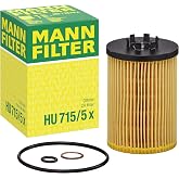 Mann Filter HU 715/5 x Cartridge Oil Filter Replacement with Oil Drain Plug Gasket Compatible With BMW 545i (2004-2006), 645Ci Couppe (2004-2005), 745i (2002-2005), 745Li (2002-2005), X5 (2004-2006)
