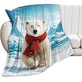Polar Bear Blanket Winter Polar Bears Soft Cozy Throw Blanket North Pole Super Plush Warm Stuff Lightweight Fleece Flannel Blankets Gifts for Women Girls Men Kids Adults 50"X40"