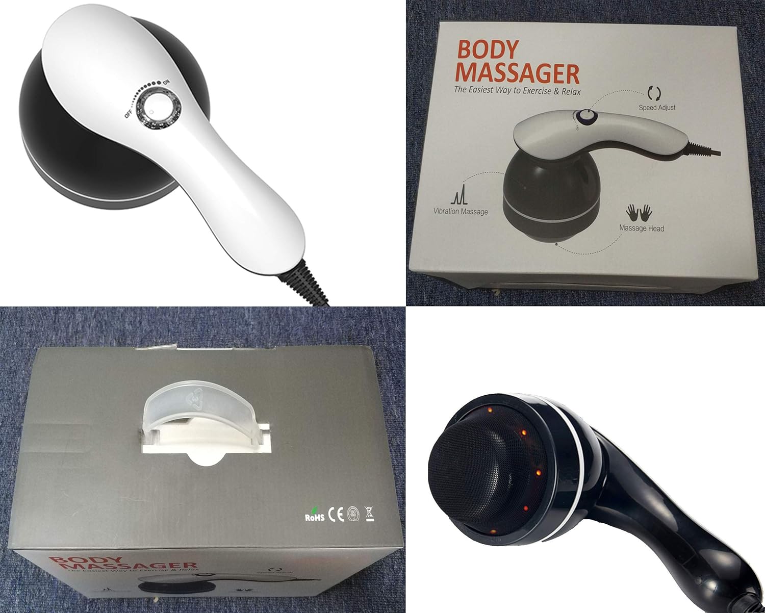 Handheld-Cellulite Massager, Body Sculpting-Machine Full Body Massager Hand Held Back-Massager Electric Foot Massager, Body Shaper for Women, Celulitis-Remover Machine with 4 Massage Wand Attachment: Health & Personal Care