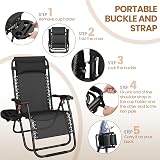 Yaheetech Zero Gravity Chairs Outdoor Folding Lounge Set of 2 with Pillows view 7