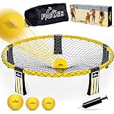 Fastes Outdoor Beach Ball Game Includes 3 Balls, Net and Carrying Bag -Roundnet Game Set for Adults, Kids, and Family - Perfect for Beach, Yard, Lawn, Backyard, and Park