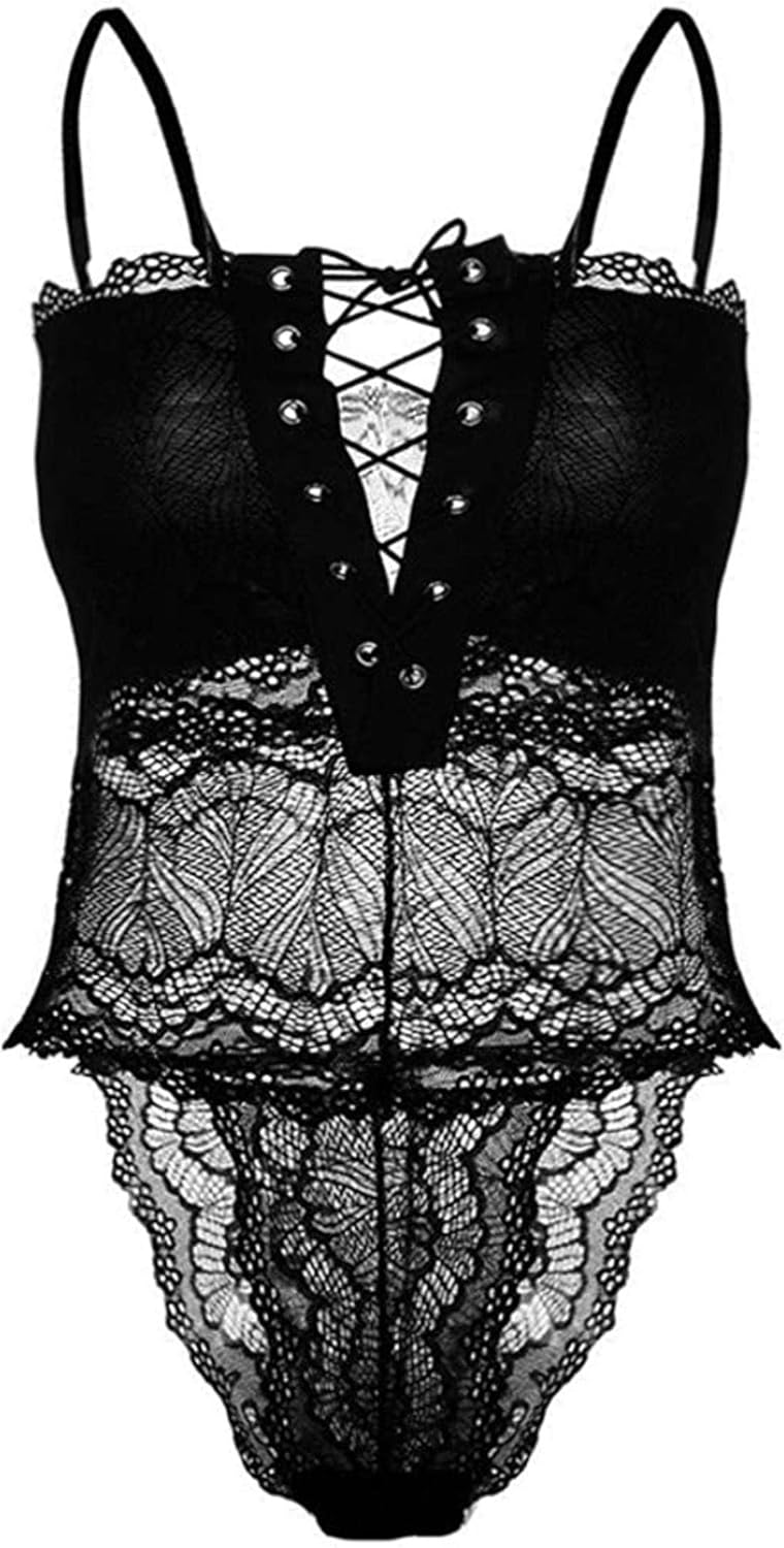 Women Sexy Lingerie Lace VNeck Bandage Underwear One Piece CutOut