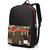 VASCHY School Backpack, Unisex Slim Lightweight Water-resistant Backpack for Men Women College Schoolbag Travel Bookbag