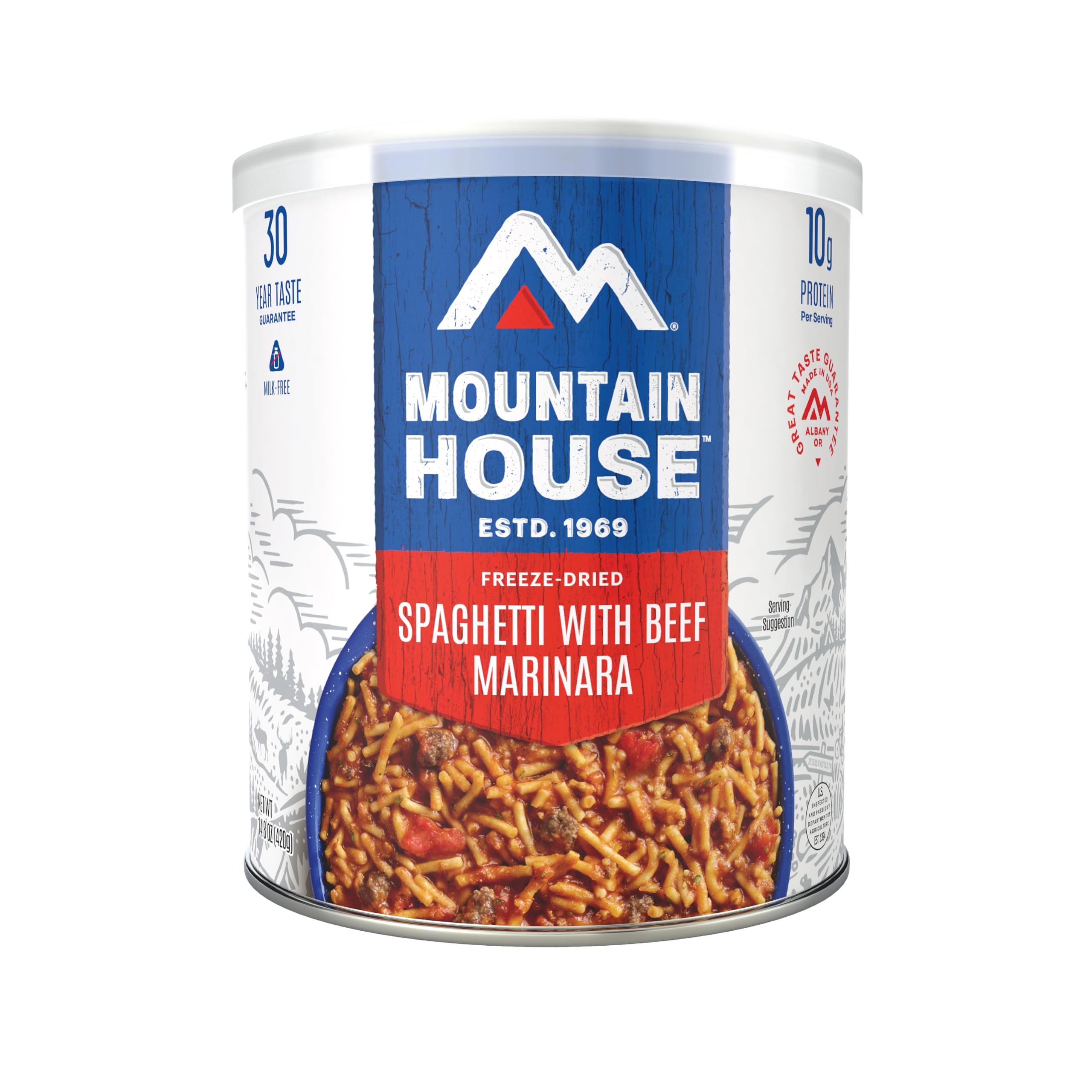 Mountain House Spaghetti with Beef Marinara #10 Can | Freeze Dried Survival & Emergency Food | 7 Servings Image