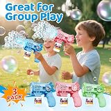 Tecnock 3 Pack Bubble Guns for Kids with 12 Batteries 3 Bottles Refills view 5