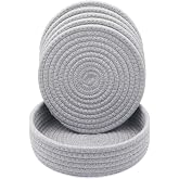 KITLAB 8 Inch Trivets for Hot Dishes, Hot Pots and Pans, 5 Pcs | Comes with Storage Basket, Thick Heat Resistant, Large Coaster for Kitchen, Kitchen Essentials, Hot Pads for Table&amp;Countertop