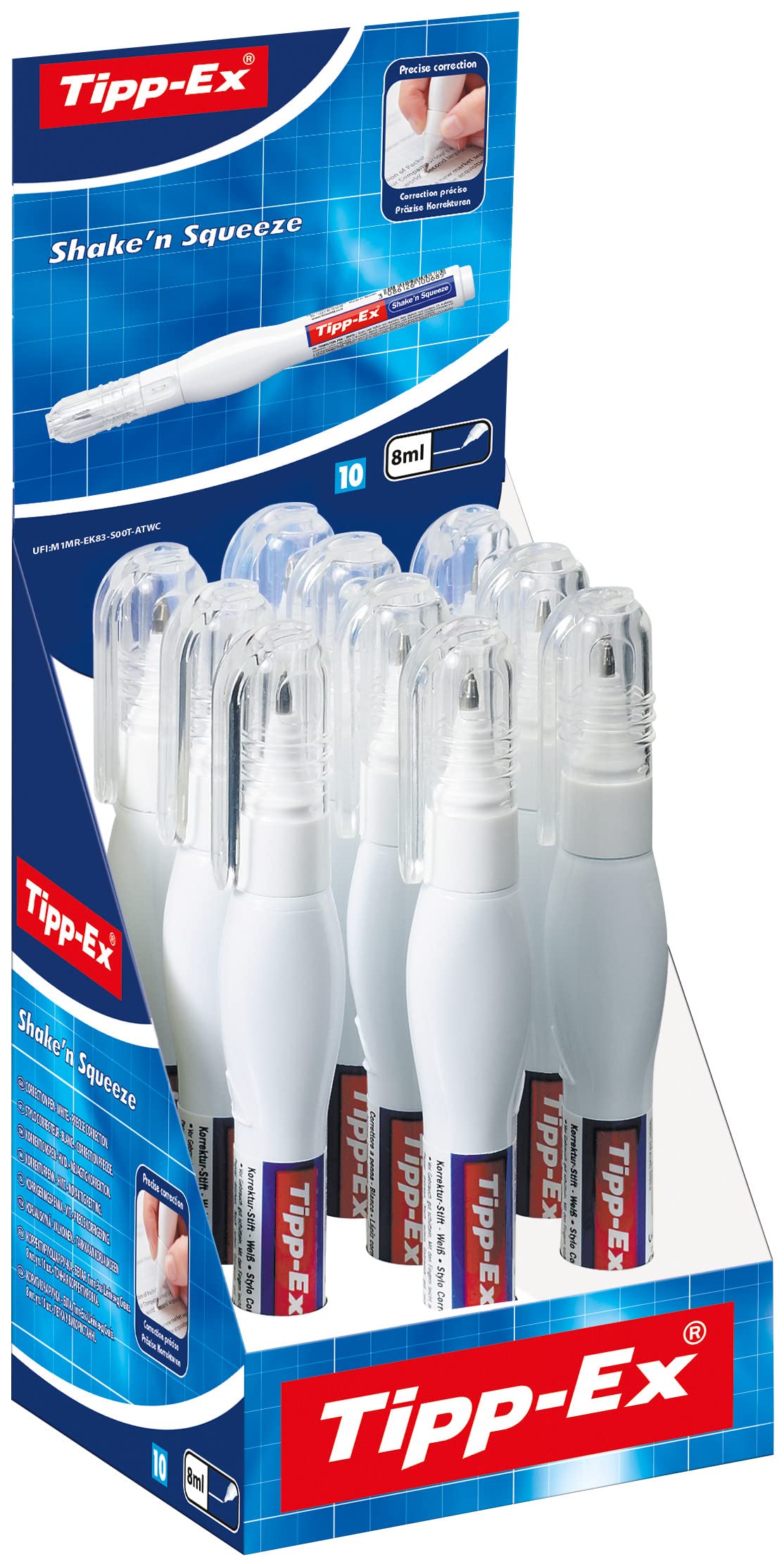 Tipp-Ex Shake'n Squeeze Correction Pens – 8 ml, Box of 10, 8024201