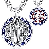 Vito 925 Sterling Silver Saint and Archangels Necklaces for Women Men, St Christopherl/Crucifix/Caravaca/St Jude/Virgin Mary/St Benedict Pendant Patron Saint Amulet Medal Religion Jewelry Gift, 24"