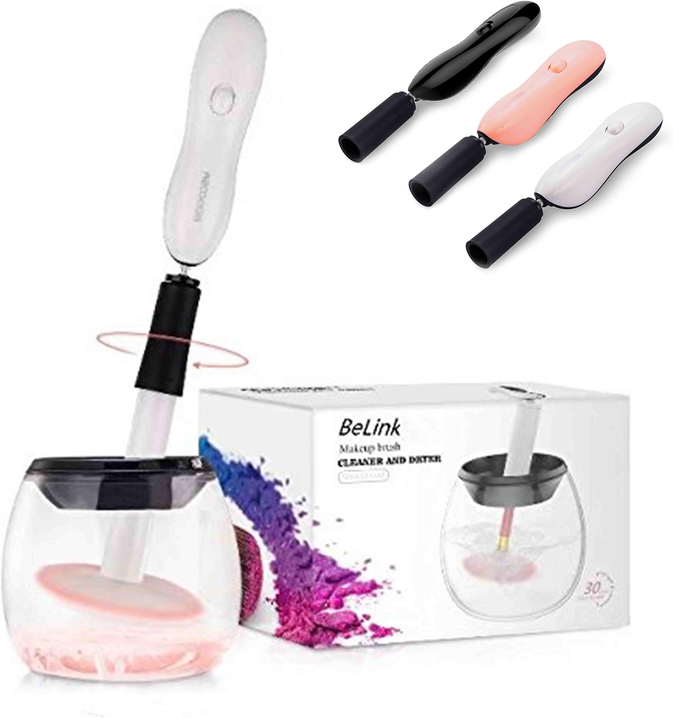 Makeup Brush Cleaner, BeLink Automatic Cosmetic Brush Cleaning Device Electronic Brush Cleaner Makeup Brush Cleaner Machine Rechargeable Dryer Device for cosmetic pimple as a Christmas present