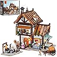 FUNWHOLE Medieval Tailor Shop Lighting Building Bricks Set - Middle Ages City Town Tailoring Studio Multi-Form Modular Collec