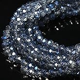 5 Strands 3mm Transparent AB Blue Color Half Plated Faceted Rondelle Beads, Songxi Glass Beads for Keychain Making Necklace Earring Jewelry Making for Gemstone DIY Craft Supplies