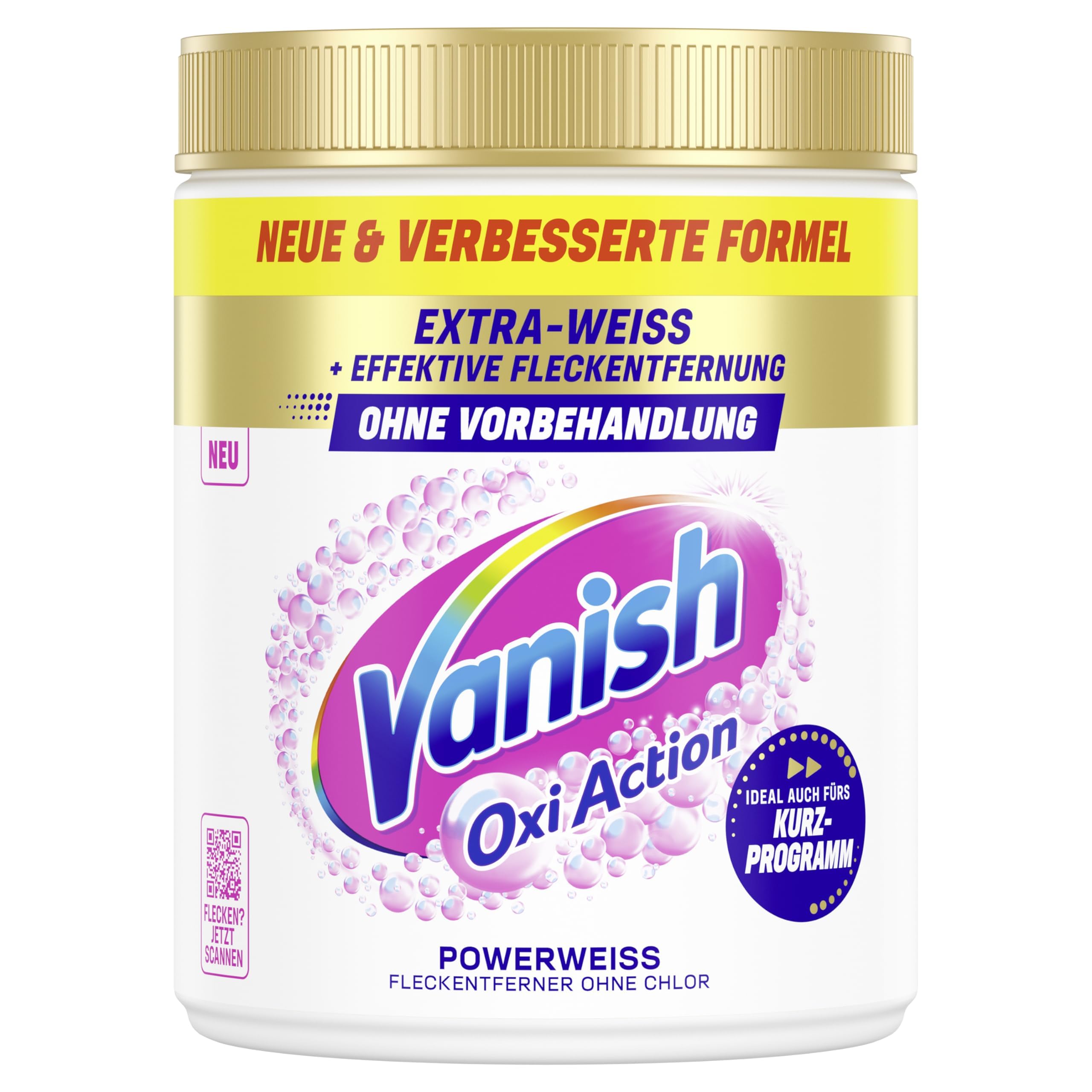 Vanish Oxi Action Powerweiss Fleckenentferner Pulver – 1 x 1,125 kg – entfernt Flecken auch ohne Vorbehandlung, sogar im Kurzprogramm 3