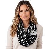 Pop Fashion Infinity Scarf for Women - Lightweight Travel Scarf with Hidden Zipper Pocket - Arrow Pattern