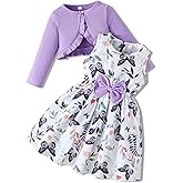 Rosibel Toddler Girl Dress and Cotton Cardigan for 2-8T Flora Patterned Sleeveless Dresses and Shrugs Sets