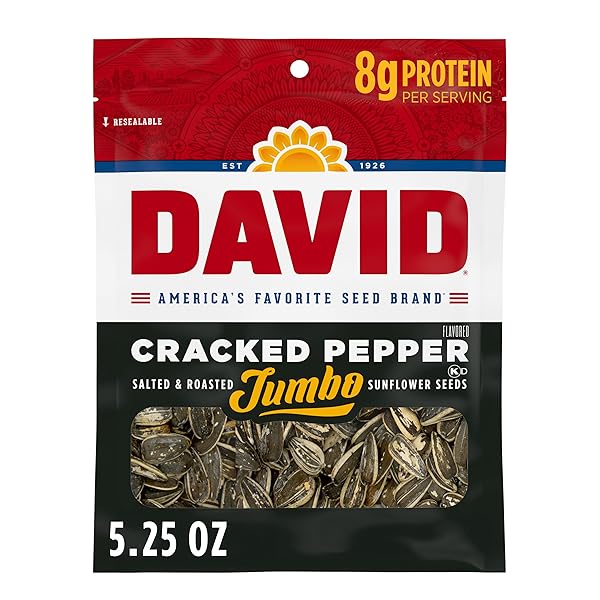 DAVID JUMBO SUNFLOWER SEEDS, CRACKED PEPPER FLAVOR, 5.25...