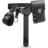 Medieval Steampunk Fanny Pack Belt Pouch Phone Holder Vintage Black Waist Bag Medieval Leather Belt Pouch Set  main image 4