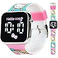 Hello Kitty Kids Touchscreen LED Watch with Sanrio Character Artwork and Town Scene Strap, Digital Display, Durable Silicone Band, Ages 6+, Fits Wrists 5.5"–8"