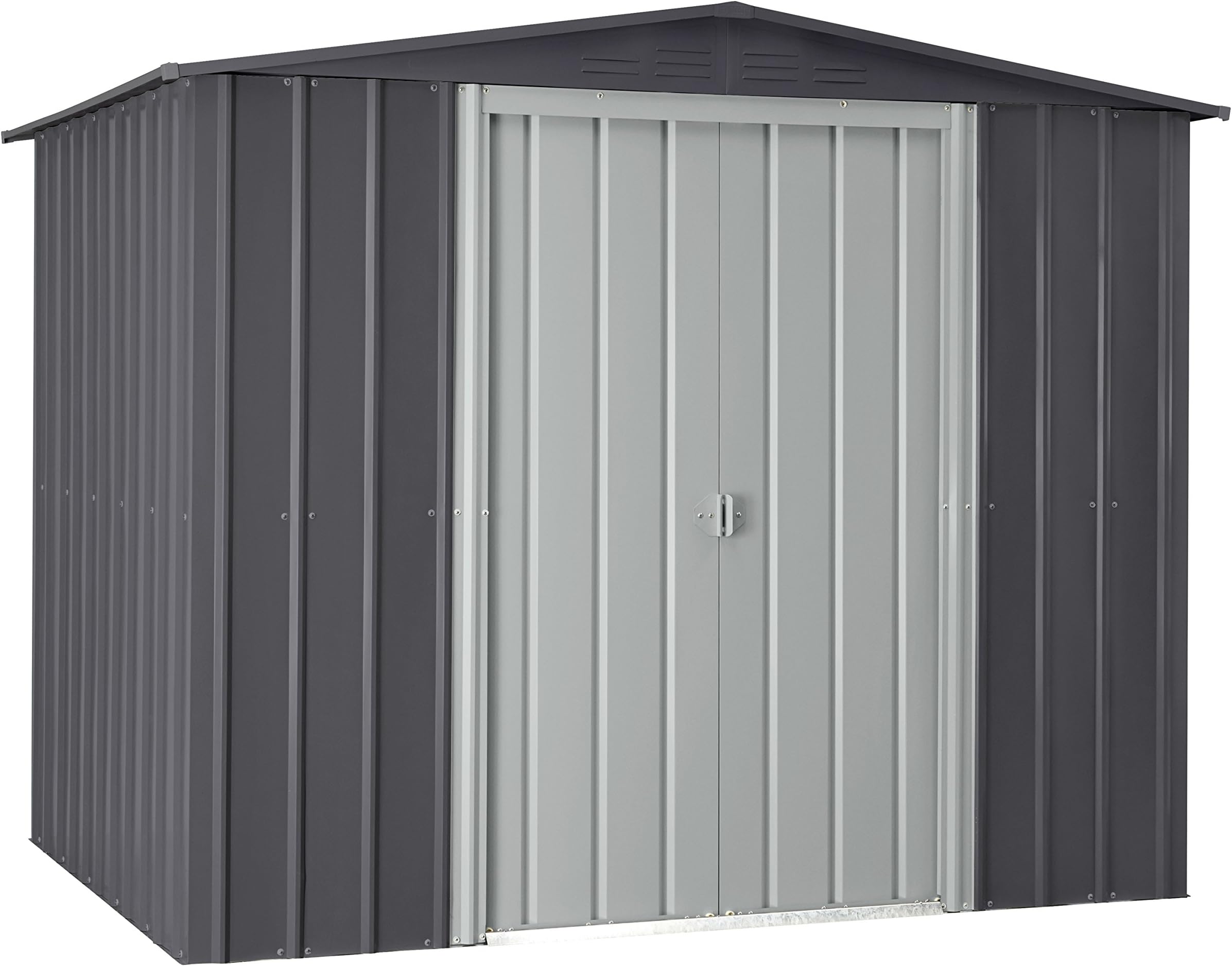 Globel Gable Steel Storage Shed - Slate Gray/Aluminum White - 8' x 6'