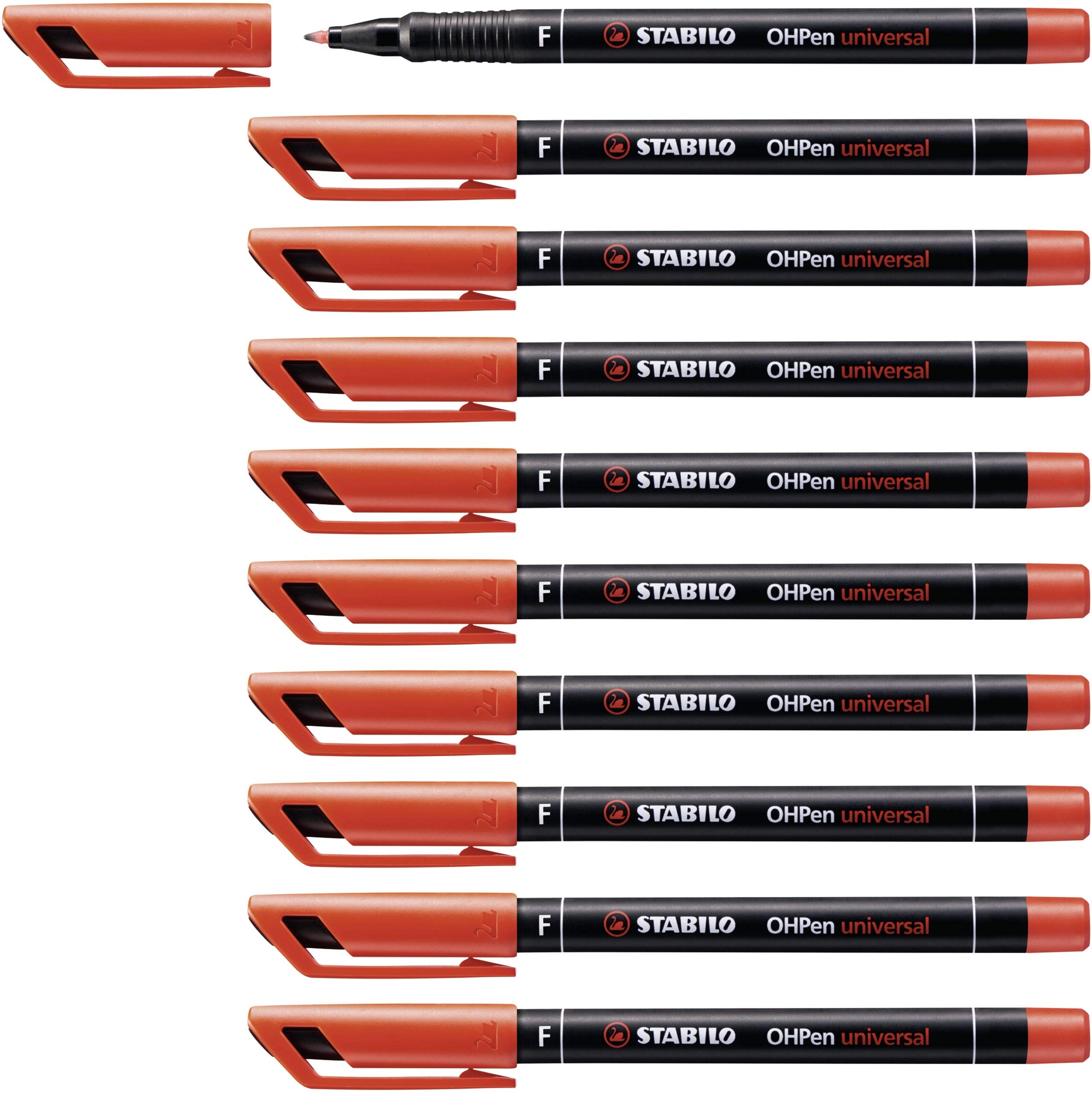 STABILO Overhead Pen OHPen universal - Permanent Fine - Pack of 10 - red