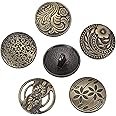HOUSWEETY 30PCs Round Sewing Buttons Bronze Tone Flower Decorative Pattern Mixed 17mm