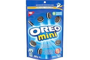 OREO Mini Original Chocolate Sandwich Cookies, Peanut Free Snack, School Snacks, 200g, Baked in Canada