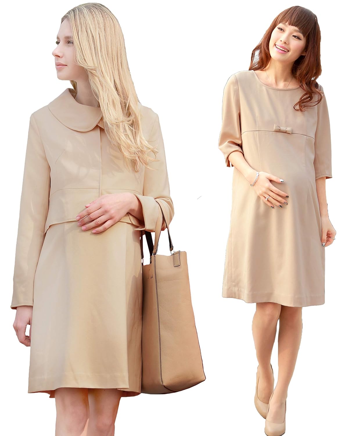 注目ブランドのギフト ワンピースチュニック M ベージュ M ベージュ B00i01wpky ベージュ L 裏地付き まる襟ジャケット 授乳ワンピース 2点セット ワンピース ジャケット マタニティスーツ Mommy Sweet 訳あり商品 Www Aiq Aiq Com Mx