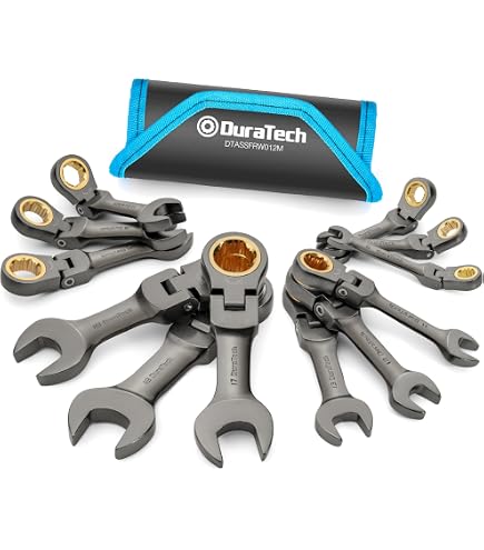 FOCMKEAS 1/2" Stubby Flex-Head Ratcheting Combination Wrench - 72-Tooth, 12-Point, SAE, CR-V Steel - View #12