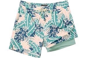 SURF CUZ Mens Swim Trunks with Compression Liner Swimming Trunks 5 Inch Bathing Suit Quick Dry Swim Shorts