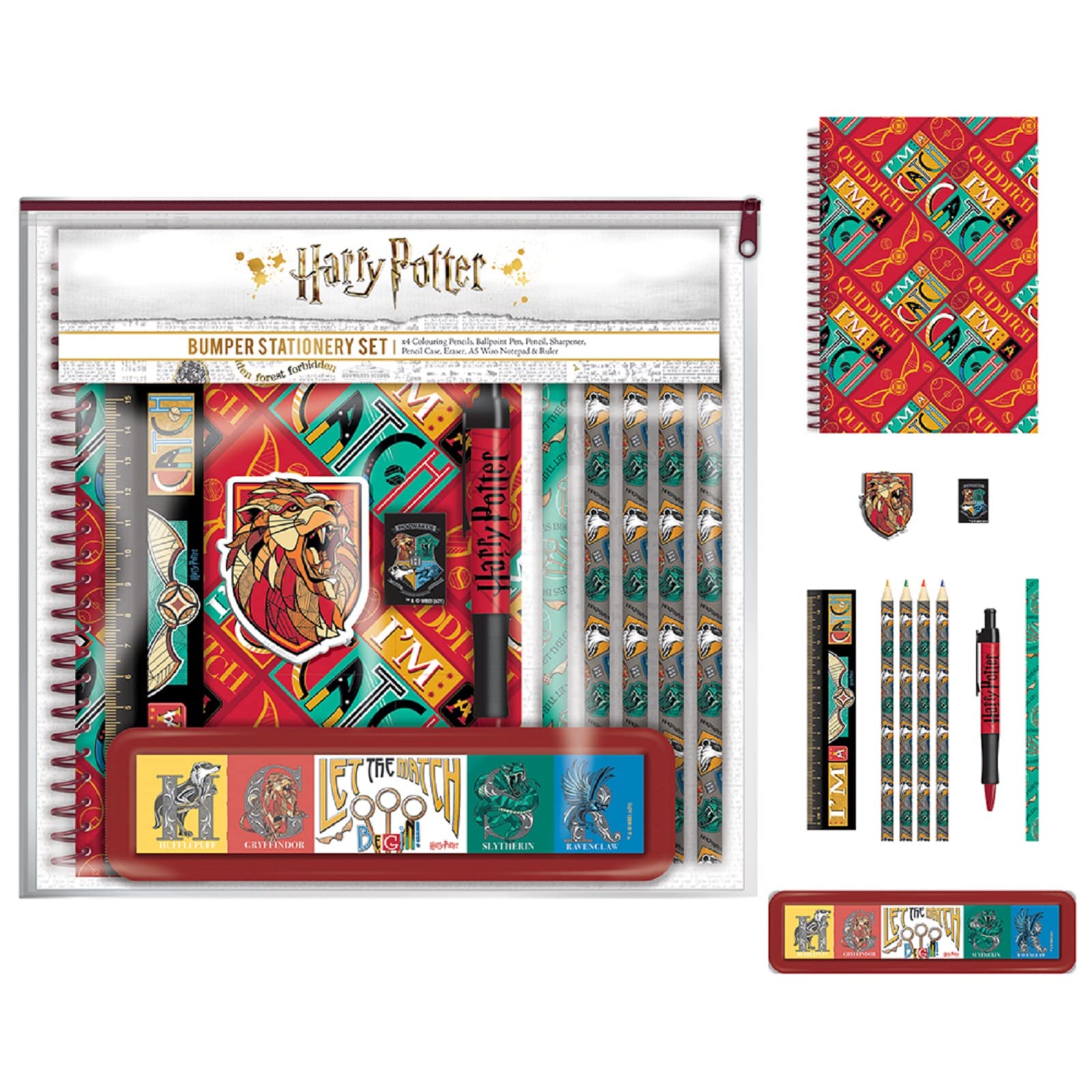 HARRY POTTER 11-Piece Bumper Stationery Set, Quidditch Design - Official Merchandise